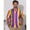 Lars Amadeus Men's Stripe Short Sleeved Color Block Button Down Beach Shirt - 2 of 4
