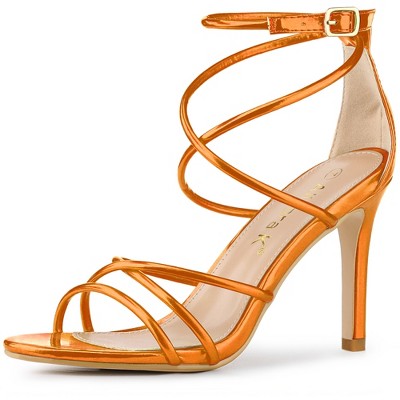 Allegra K Women's Open Toe Strappy Buckle Straps Stiletto Heel Sandals