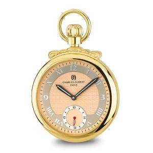 Black Bow Jewelry Charles Hubert Gold Finish Champagne Dial Open Face Pocket Watch - 1 of 4