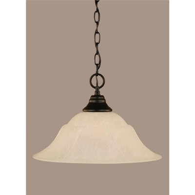 Toltec Lighting Any 1 - Light Pendant in  Matte Black with 16" White Marble  Shade