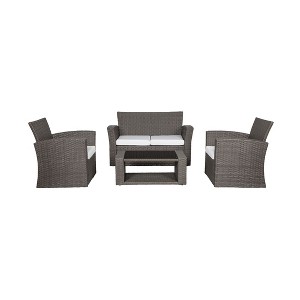 WestinTrends 4 Piece Outdoor Wicker Rattan Conversation Sofa set with Coffee table - 1 of 4