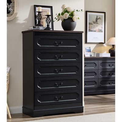 Farmhouse Dresser for Bedroom, Rustic Wood Chest of Drawers for Bedroom