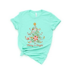 Simply Sage Market Women's Merry and Bright Christmas Tree Grunge Short Sleeve Graphic Tee - 1 of 3