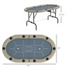 YONWAY  Poker Table Foldable, 70" Oval Blackjack Casino Texas Holdem Poker Game Table for 10 Players with Cup Holders, Blue and Brown - 3 of 4