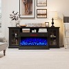 AMERLIFE 3-Sided Glass Fireplace TV Stand with LED Lights ,Fireplace Media Entertainment Center Console Cabinet Table with Glass Door Closed Storage - 4 of 4