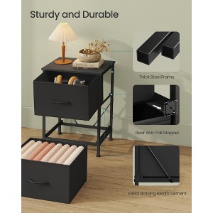 Modern 2-Drawer Nightstand - Steel Frame Dresser with Non-Woven Fabric Drawers, Multi-Functional Storage Unit, Ink Black - 1 of 4