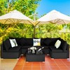 Costway 7PCS Patio Rattan Furniture Set Sectional Sofas Off White & Black Cushion Covers - 2 of 4