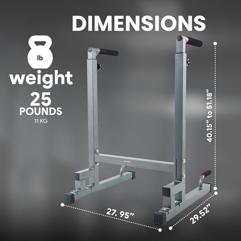 BalanceFrom Steel Frame Multi-Functional Home Gym Exercise Fitness Dip Stand Station with Adjustable Height, 500 Pound Capacity, 4 of 7