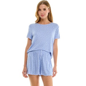 Jaclyn NY Womens Pointelle Tee and Shorts Pajama Set - 1 of 3