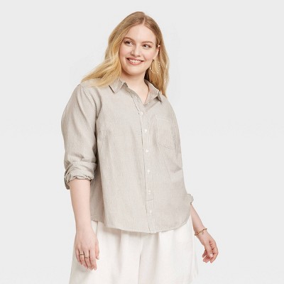 Women's Long Sleeve Classic Button-Down Shirt - Universal Thread™ Blue XS