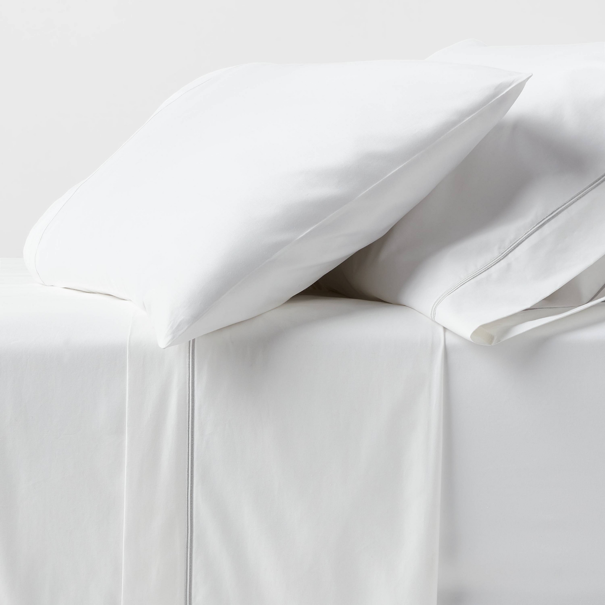 Queen 800 Thread Count 4pc Sheet Set Double Baratta Light Gray Hem