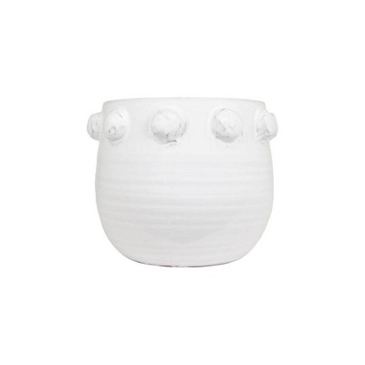 Storied Home 9" x 11" Terracotta Planter with Bubble Design White: No Assembly, Indoor/Outdoor, Freestanding/Tabletop