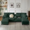 KWPZQEB 120" Modular Sectional Sofa Bed, Corduroy Sofa with Storage & Cup Holders, 4-Seat Modern U-Shaped Sofa with Comfy Chaise for Living Room - 3 of 4