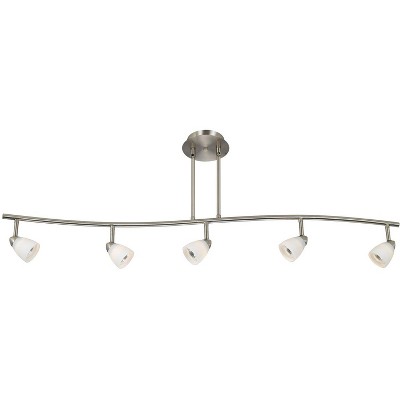 Cal Lighting SL-954-5-BS/WH Track Lighting with White Glass Shades, Brushed Steel Finish, Silver