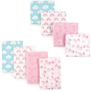 Luvable Friends Infant Girl Cotton Flannel Burp Cloths and Receiving Blankets, 8-Piece, Rainbow, One Size - 1 of 2