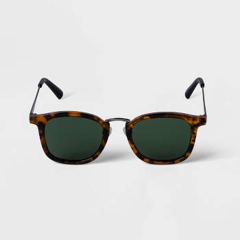 Men's Tortoise Shell Print Metal Round Sunglasses - Goodfellow & Co™ Black