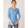 Allegra K Women's Cowl Neck Long Sleeves Buttons Decor Solid Ruched Top - 4 of 4