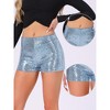 INSPIRE CHIC Women's Mid Rise Solid Sparkle Sequin Zipper Shorts - 2 of 4