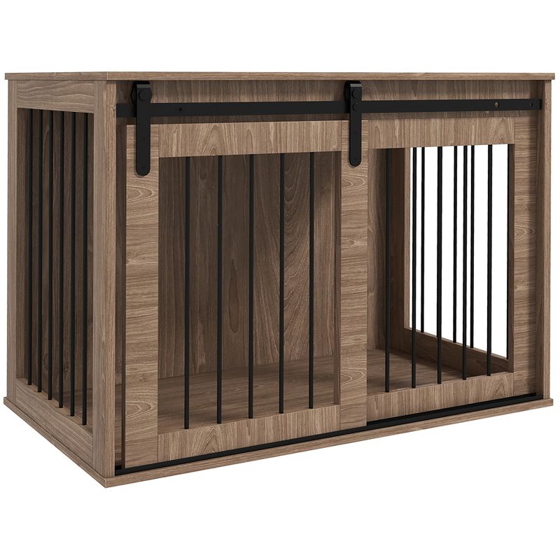 PawHut Dog Crate Furniture, End Table Dog Cage for Large Sized Dog, Dog Kennel Furniture for Indoor Use, 39" x 23" x 24", Walnut Brown, 1 of 7