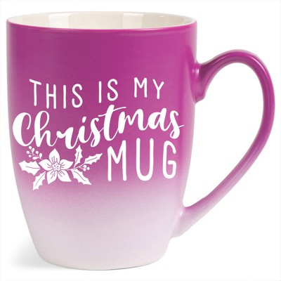 Elanze Designs This Is My Christmas Mug Two Toned Ombre Matte Pink and White 12 ounce Ceramic Stoneware Coffee Cup Mug