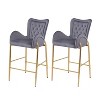 DOMETOUR 28.75 inch Counter Height Bar Stools Set of 2 Arm Chairs Velvet Fabric Stools with Golden Legs and Footrests - 2 of 4