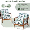 Floral-Mid Century Modern Accent Chairs set of 2,Solid Rubber Wood Frame living chair - 2 of 4