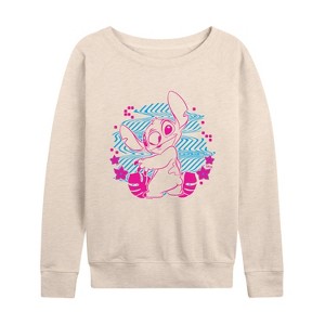 Women's - Disney - Lilo & Stitch Lightweight French Terry Wide Neck Long Sleeve Shirt - 1 of 4