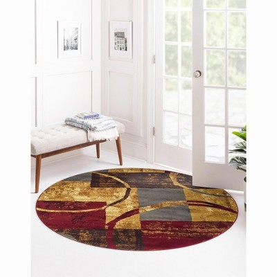 Multi-Color Round Geometric Synthetic Indoor Area Rug