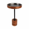 Modern Accent Side Table with Wood Frame and Metal Top - Contemporary Round Accent Design Blends Warmth and Style for Home Decor - Brown - 4 of 4
