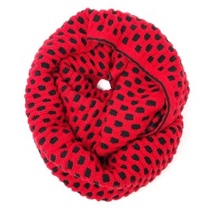 Wrapables Two Tone Warm Winter Knit Infinity Scarf, Cherry Red & Black - 1 of 3
