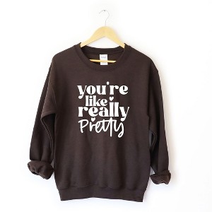 Simply Sage Market Women's Graphic Sweatshirt You're Like Really Pretty Hearts - 1 of 3