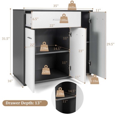 Costway 3-Door Buffet Sideboard Kitchen Storage Cabinet Console Cupboard w/Drawer — фото 3