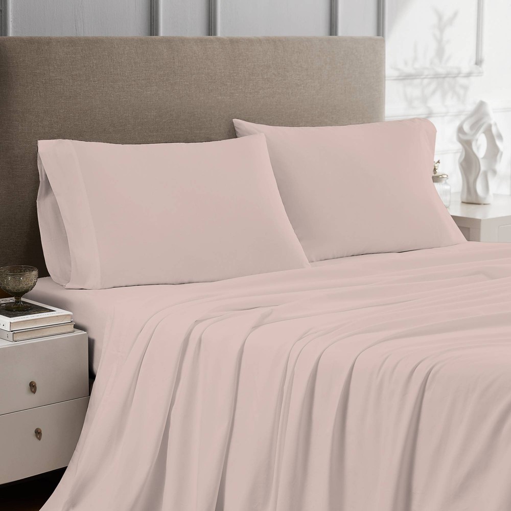 Photos - Bed Linen King 100 Cotton Percale Sheet Set Blush - Color Sense