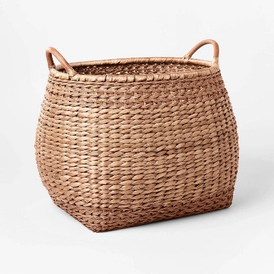 Woven Natural Decorative Cane Pattern Floor Basket - Threshold™ : Target