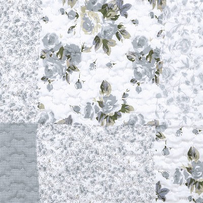 Hadley Blue King Reversible Floral Patchwork Quilt