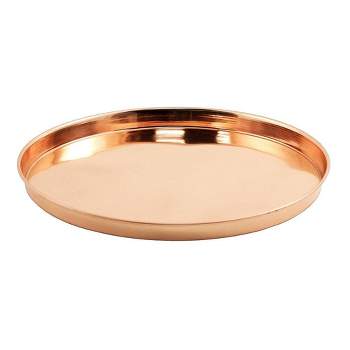 12.5" Decorative Round Stainless Steel Tray Copper Plated Finish - ACHLA Designs