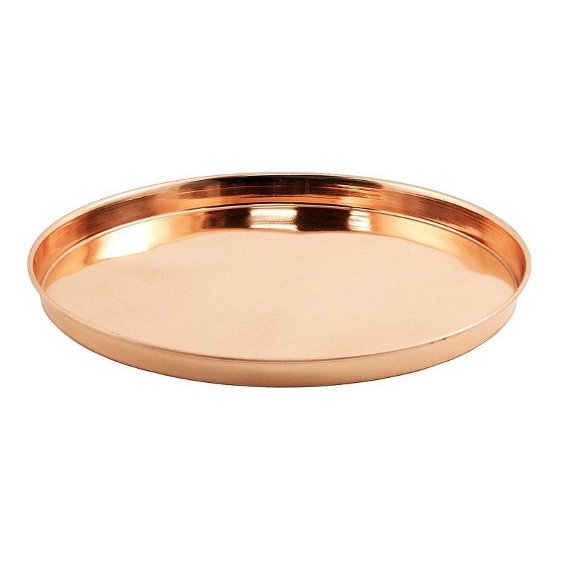 12.5&#34; Decorative Round Stainless Steel Tray Copper Plated Finish - ACHLA Designs, 1 of 13