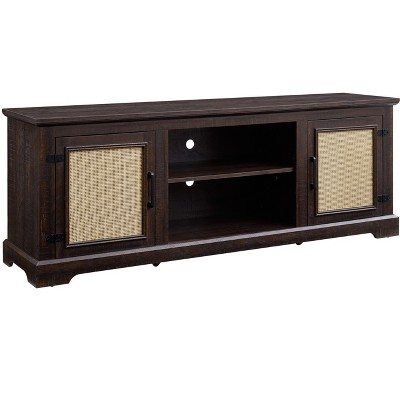 NicBex TV Stands for 70 inch TV,Rattan Entertainment Center with 2 Cabinets and 2 Open Shelves,TV Console for Living Room, Bedroom, Home