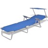 vidaXL Portable Sun Lounger with Canopy - Adjustable and Foldable - Powder-Coated Steel Frame and Fabric Cover - Blue - 3 of 4