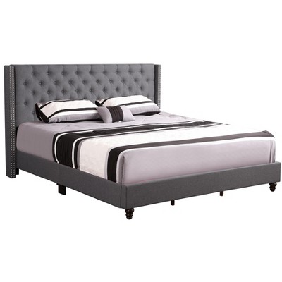 Passion Furniture Julie Light Tufted UpholsteLow Profile Full Panel Bed