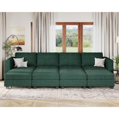 Belffin Oversized Modular Sectional Sleeper Couch, Corduroy Luxury Sectional Sofa with Storage Ottoman for Living Room