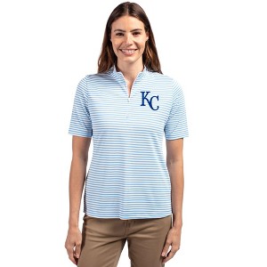 Kansas City Royals Cutter & Buck Virtue Eco Pique Stripe Recycled Womens Top - 1 of 1