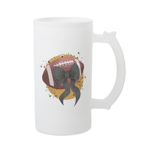 Elanze Designs Freezable Beer Stein Mug With Thumb Grip Handle, 16 Ounce Frosted Glass, Football With Black Bow - 1 of 1