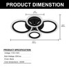 DORESshop Modern LED Flush Mount Ceiling Light, 4 Rings LED Black Lighting Fixture for Kitchen, Living Room, Bedroom, Laundry Room - 4 of 4