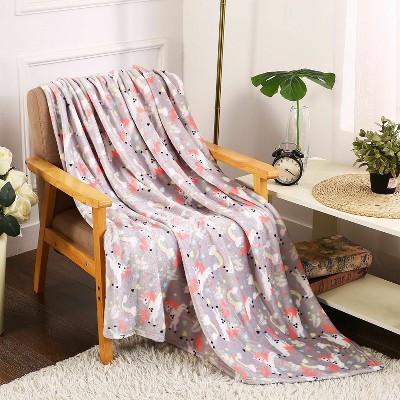 Dino Owl Kids Character Fleece Blankets Super Soft Warm Cot Bed Throw Unicorn 