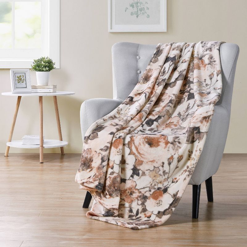 50&#34;x70&#34; Oversized Lucinda Plush Throw Blanket Neutral - VCNY Home, 1 of 5