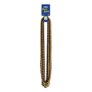 Beistle High Quality Small Round Party Beads Necklace; 7 mm x 33" Black/Gold 50570-BKGD - 1 of 1