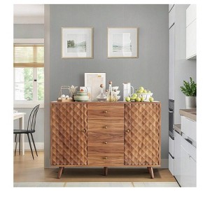 Brown 47inch Farmhouse Sideboard Buffet Cabinet Wood Storage Cabinet With 4 Drawers and 2 Doors Rustic Kitchen Buffet  Dining Room Storage Living Ro - 1 of 4