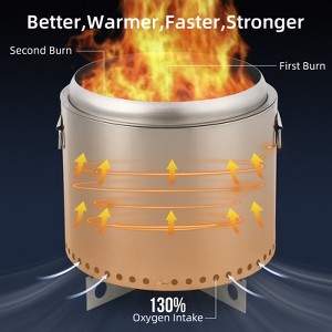 Smokeless Fire Pit with Handle- 16.5" Stainless Steel Outdoor Bonfire Pit with Removable Ash Pan,Portable Wood Burning Fire Pit Heating -Square Stand - 1 of 4