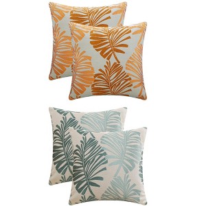 REGALWOVEN 4 Pcs Palm Leaf Pattern Decorative Throw Pillow Covers for Farmhouse Home Sofa Couch Bed - 1 of 4